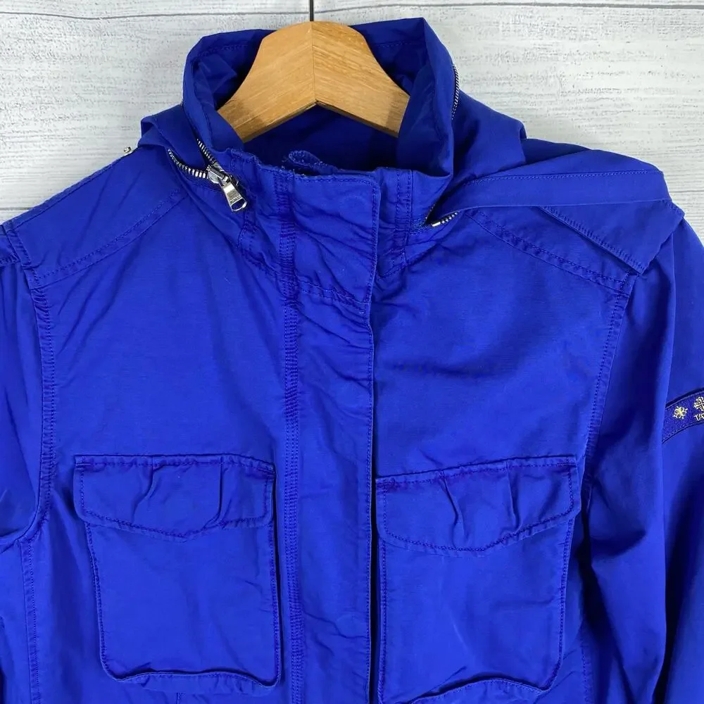 Tatras Women Aurora Hooded Military Utility Jacket Blue Small Medium Minimal Fit
